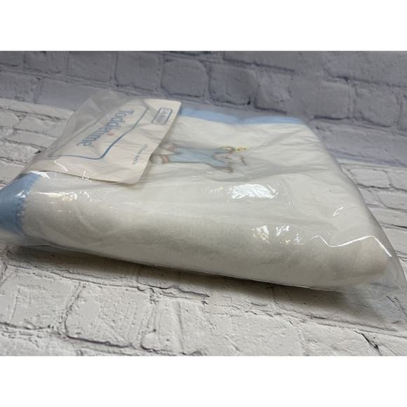 Vintage Toddlertime Blue Trim Baby Blanket Teddy Bear Woven Acrylic 36x45 NOS - Picture 7 of 8